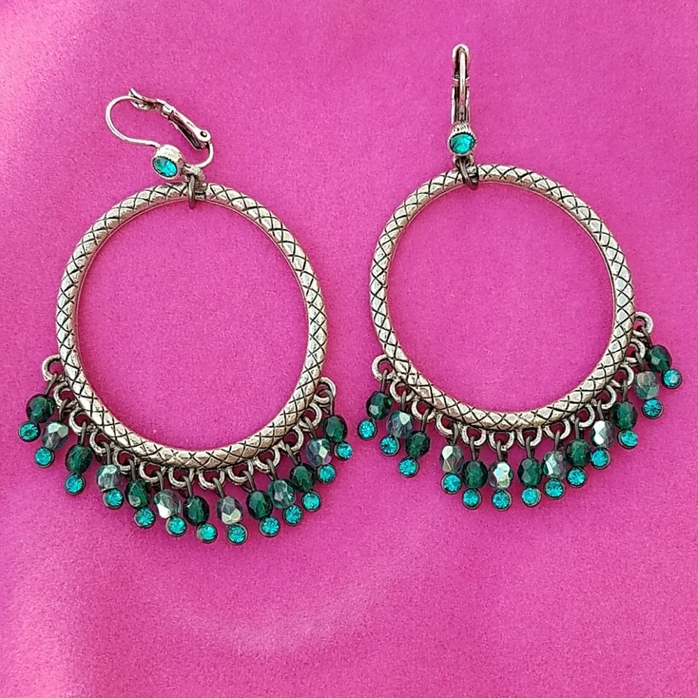 Guess by Marciano Silver & Blue Hoop Earrings